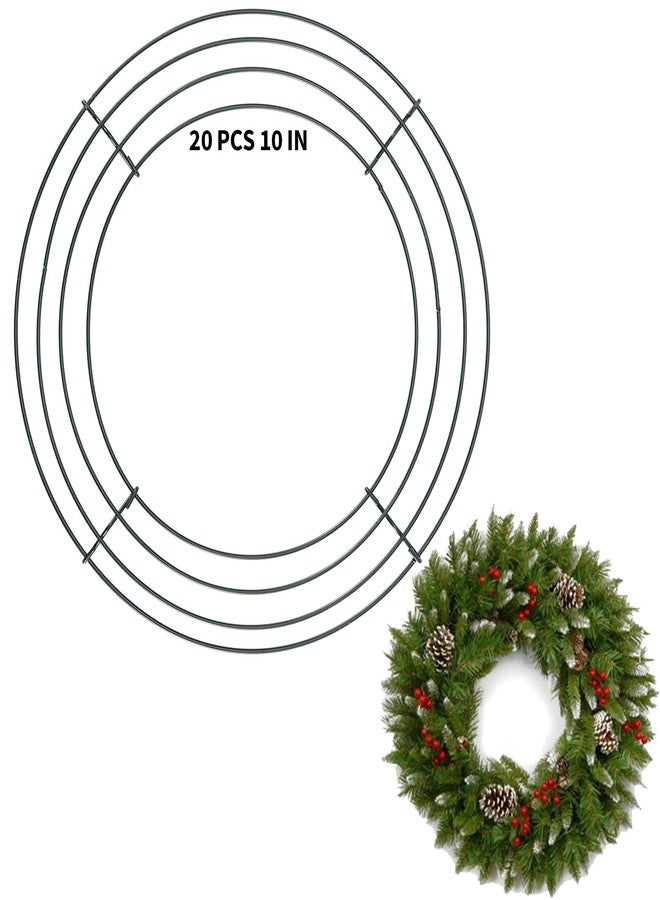 MOUYAT 20 PCS Wire Wreath Frame,10 Inch Round Green Metal Wreath Frame Making Rings, Floral Crafts Wreath Form for DIY Christmas Wedding Party - Image 3